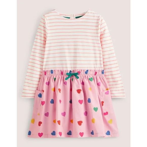 Mini Boden Other - Mini Boden 4-5 Girl Hotchpotch Dress - Boto Pink Confetti Heart